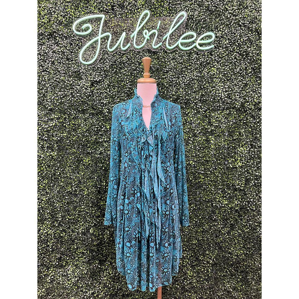 Floral Turquoise Mesh Dress