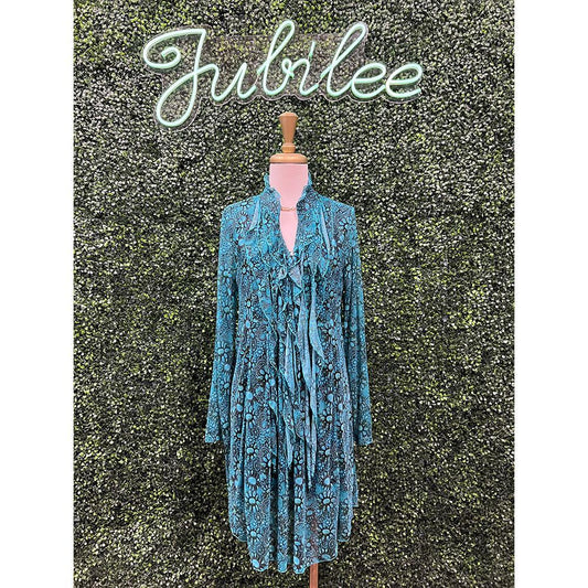 Floral Turquoise Mesh Dress