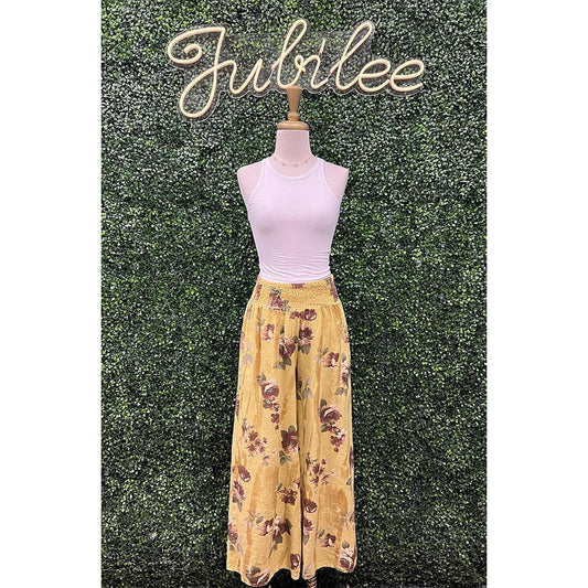 Lottie Citron Floral Print Smocked Pants