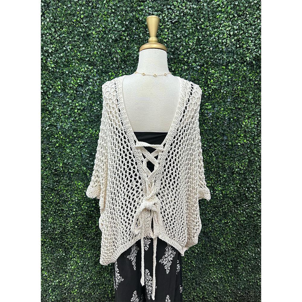 Gillian Cream Crochet Tie Back Top