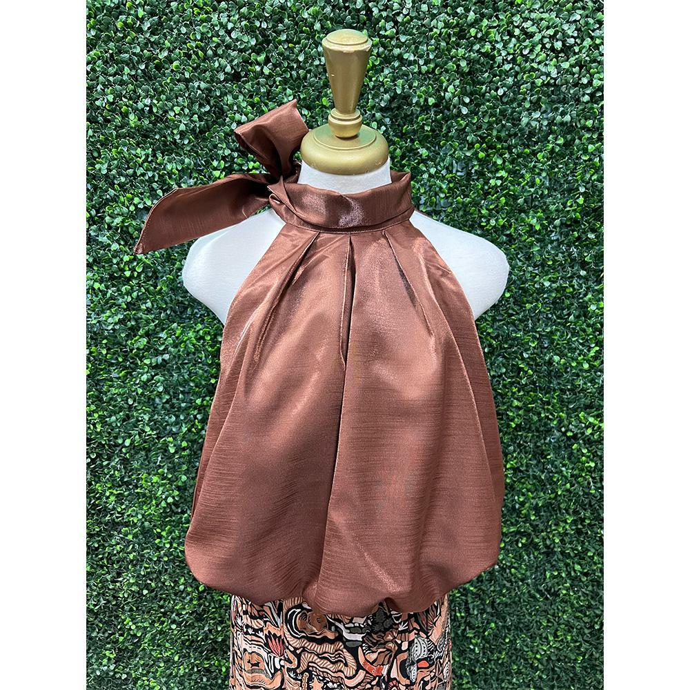 Copper Metallic Balloon High Neck Top