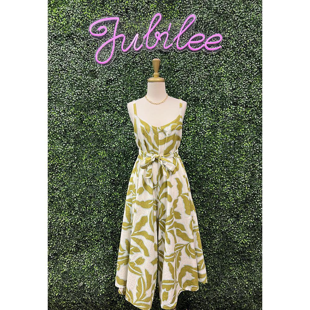 Adelia Olive/White Jumpsuit