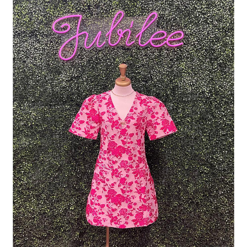 Dani Pink Bloom Embroidered Dress