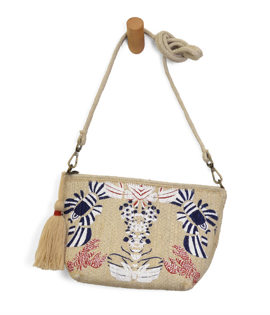 Multi Painted Lobsters Delfina Jute Crossbody