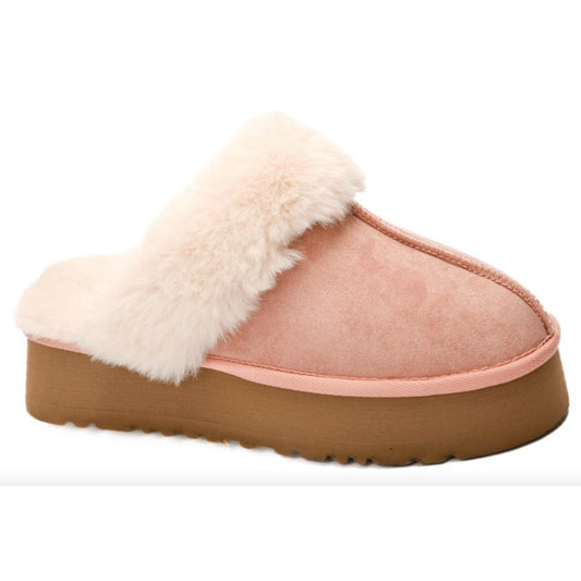 Corky's Cuddle Up Blush Faux Suede Slide Ons