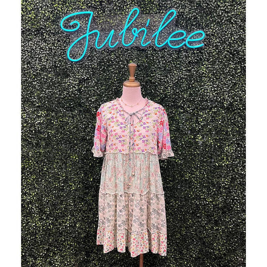 Demaris Pink Patchwork Dress