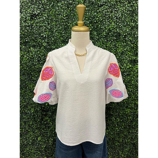 Izzy Seashell Puff Sleeve Top