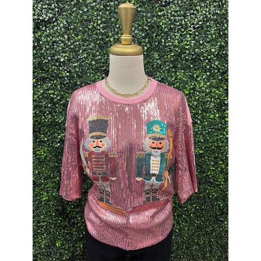 Pink Sequin Nutcracker Top