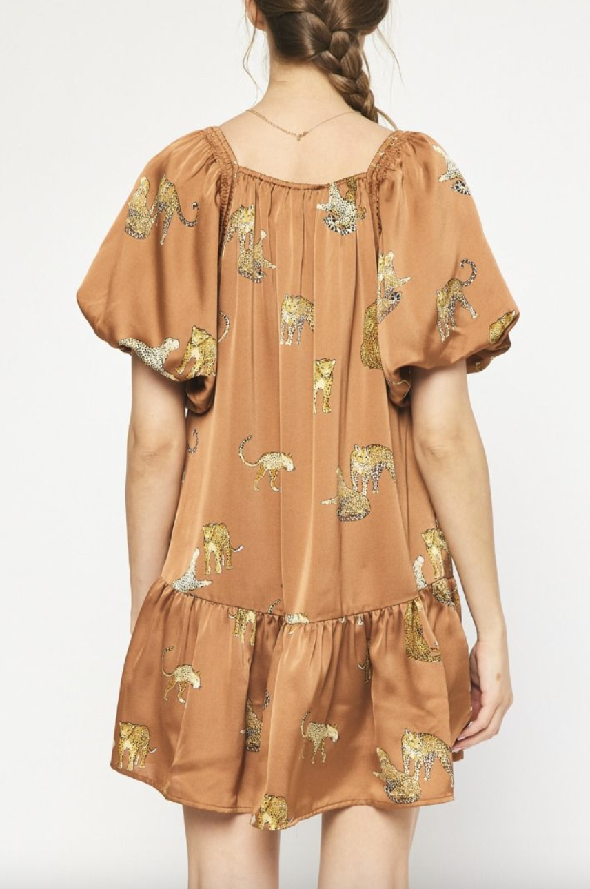 Camel Leopard Mini Dress