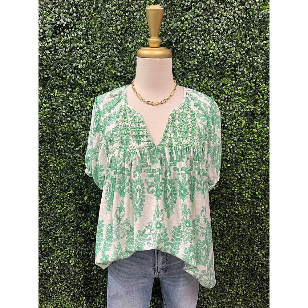 Giana Green Short Sleeve Top