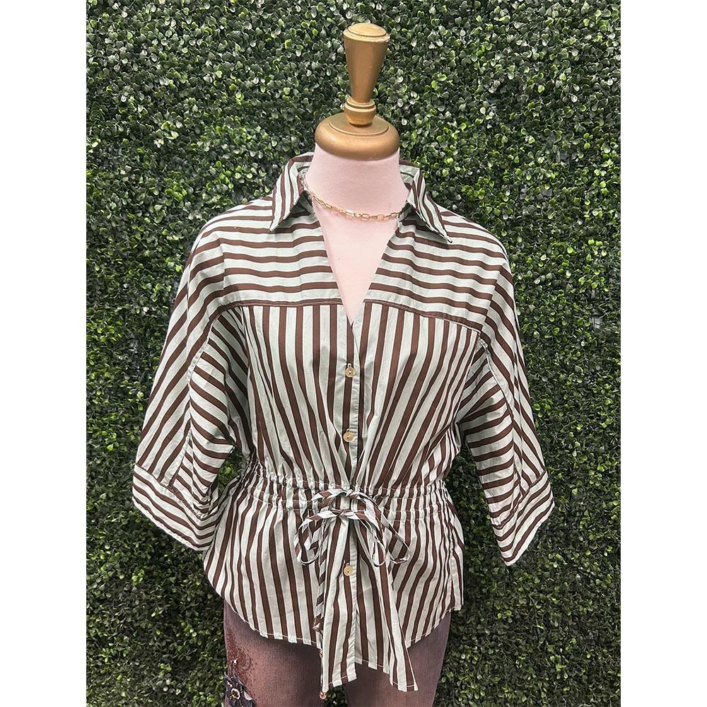 Milanianna Stripe V-Neck Top