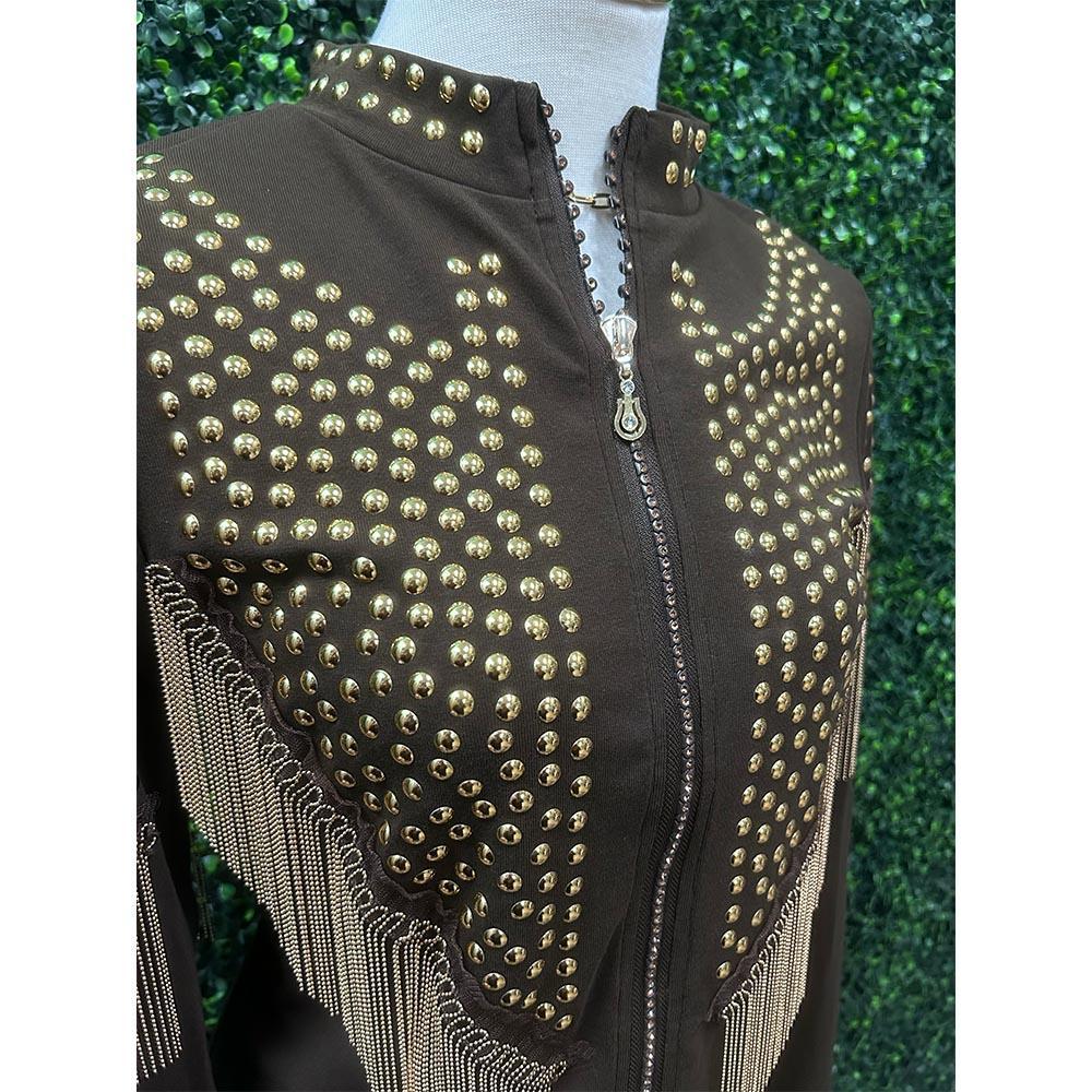 Adriana Gold Studded Brown Jacket