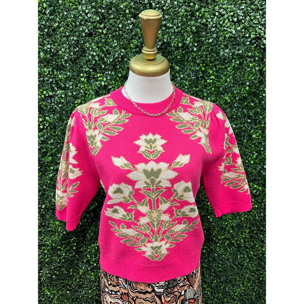 Britt Hot Pink Floral Sweater Top