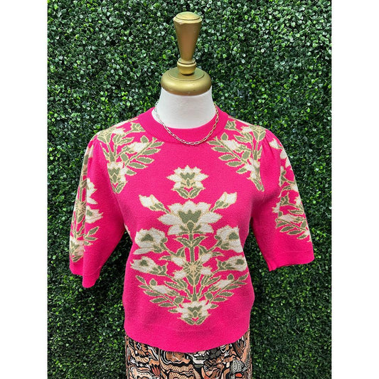 Britt Hot Pink Floral Sweater Top