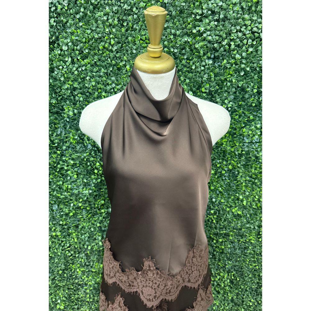 Shiloh Umber Satin Halter Top