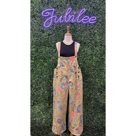 Yrene Olive Floral Vintage Overalls