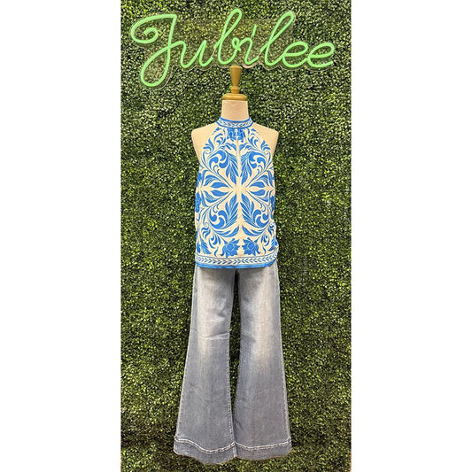 Brooke Light Wash Hi Rise Wide Hem Flare Jeans