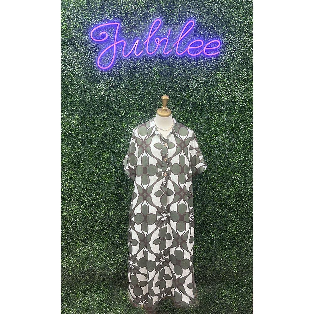 Avianna Olive Printed Midi Dress