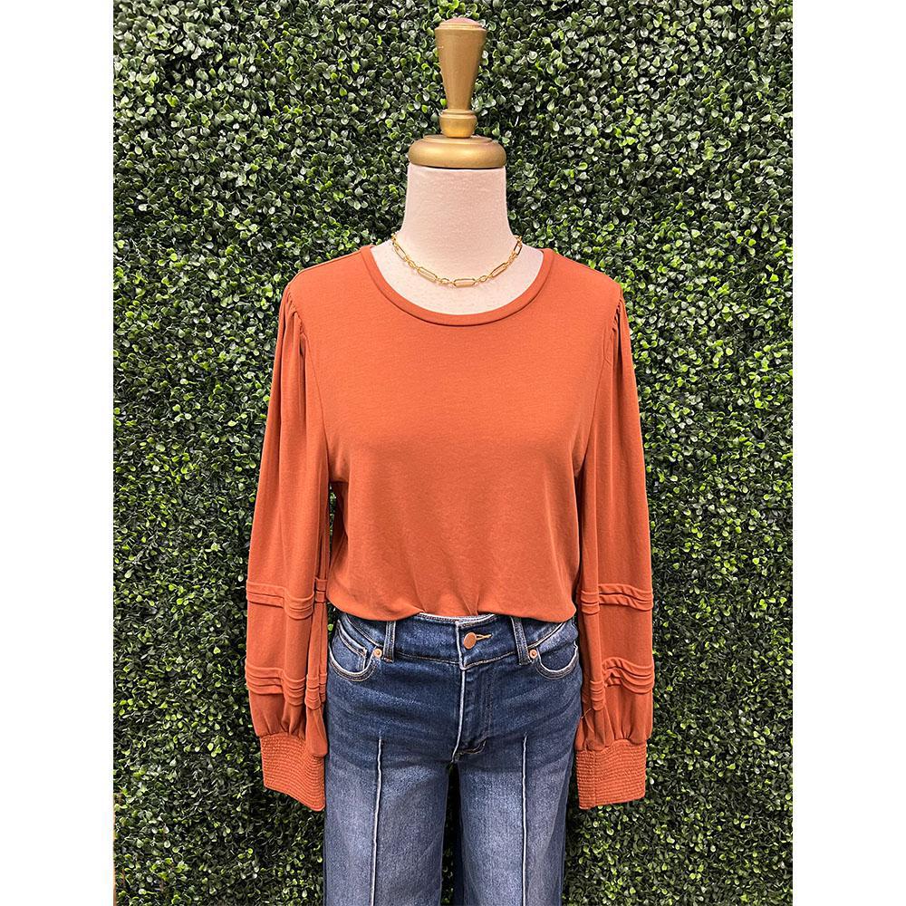 Roasted Pecan Anika Long Sleeve Top