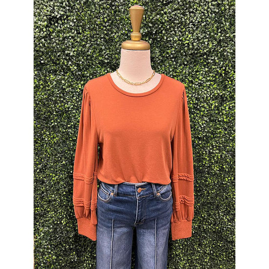 Roasted Pecan Anika Long Sleeve Top