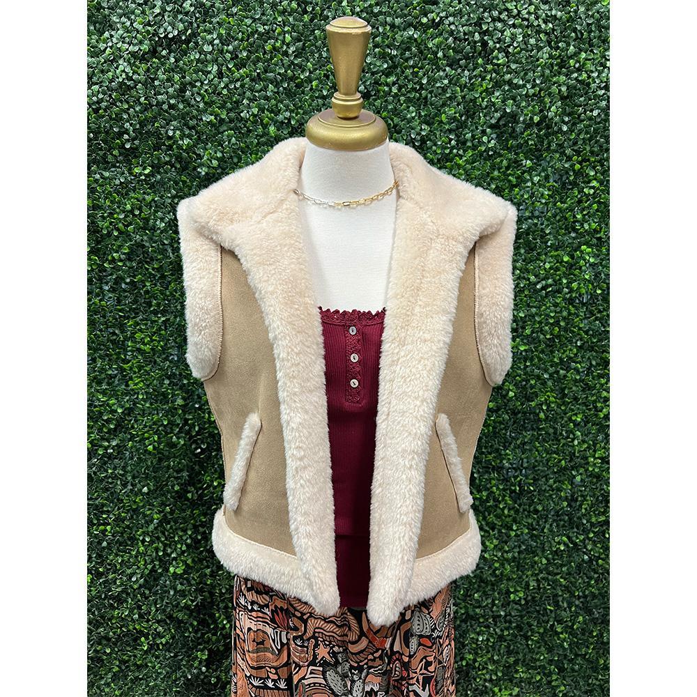 Tara Mocha Plush Reversible Vest