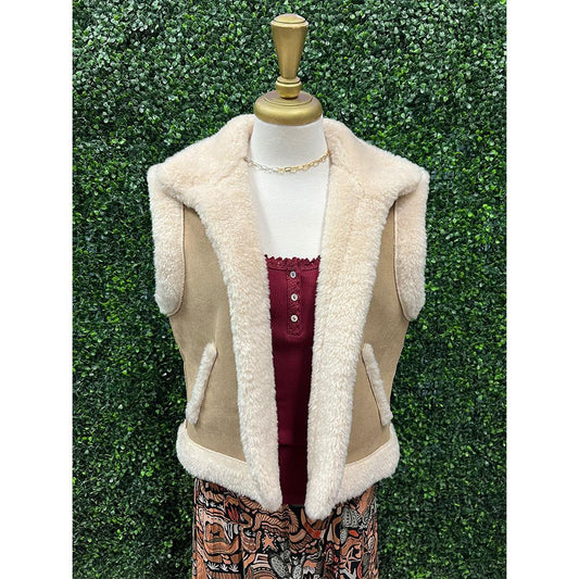 Tara Mocha Plush Reversible Vest