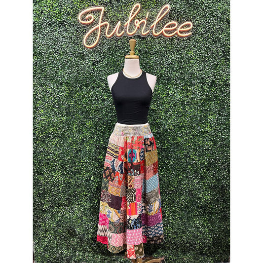 Ester Cotton Patchwork Maxi Skirt