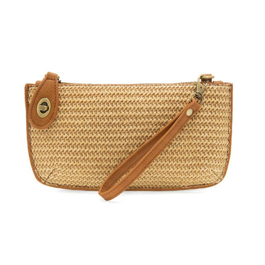 Yellow Solid Straw Mini Wristlet Crossbody