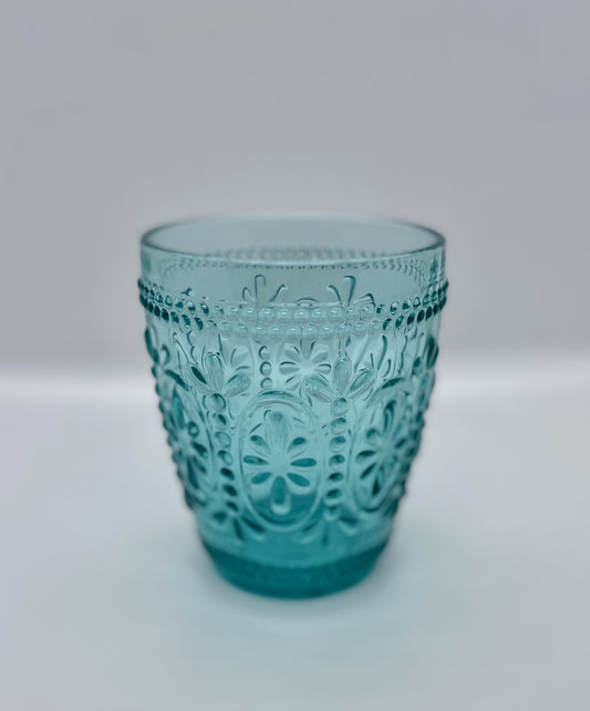 Turquoise Cut Glass Cup