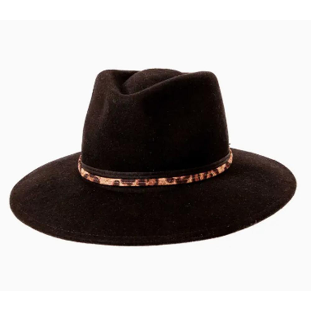 Botwin Black Cheetah Felt Fedora Hat