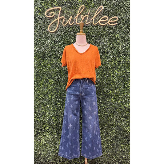 Audrey Tulip Crest Wide Leg Jeans