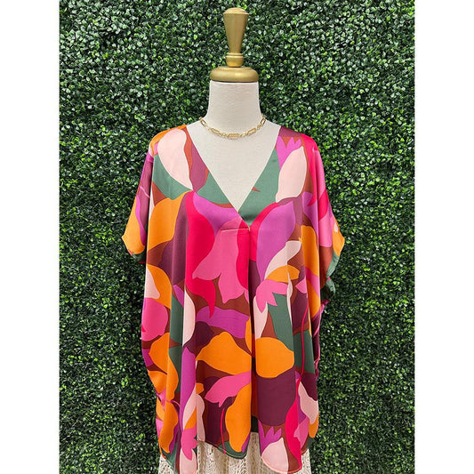 Novalee Burgundy Mix V-Neck Top