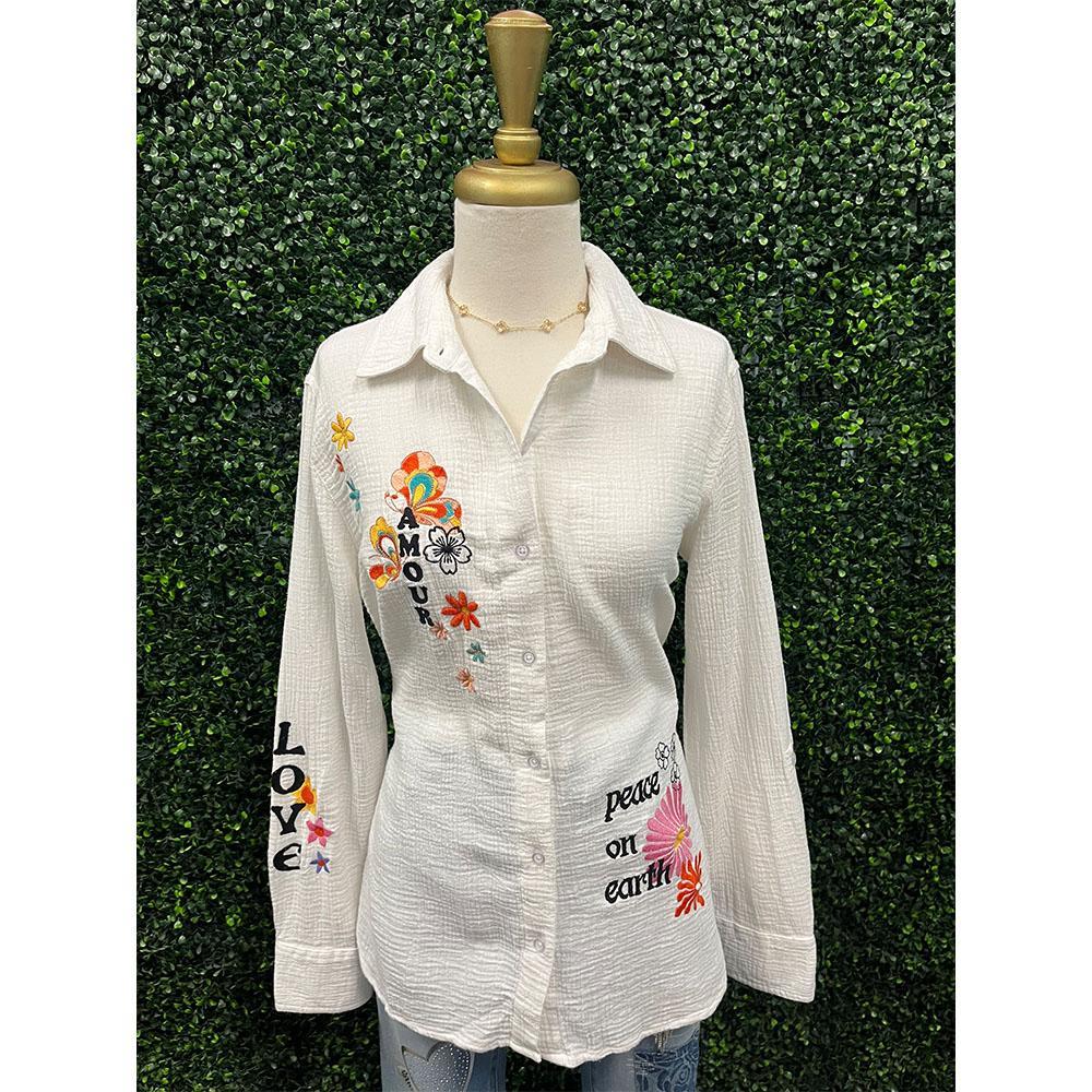 Arielle Dove Embroidered Button Up