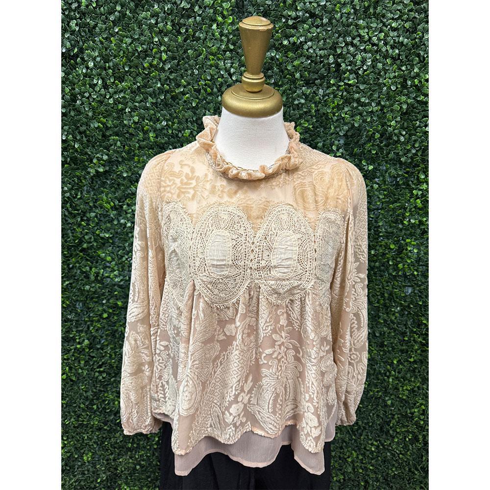 Jovie Taupe Velvet Blouse