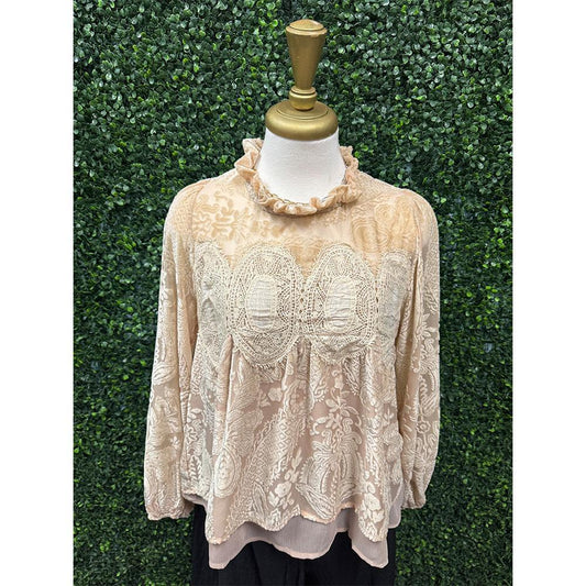 Jovie Taupe Velvet Blouse
