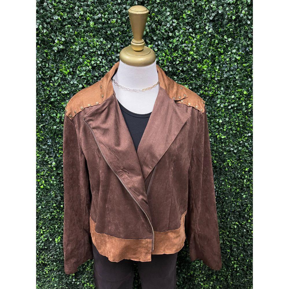 Kayla Brown Western Faux Suede Fringe Jacket