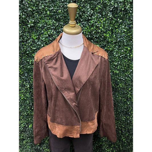 Kayla Brown Western Faux Suede Fringe Jacket