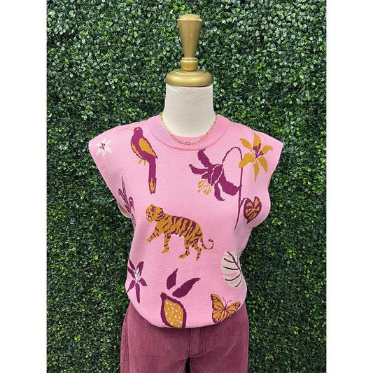 Pink Jungle Sweater Top
