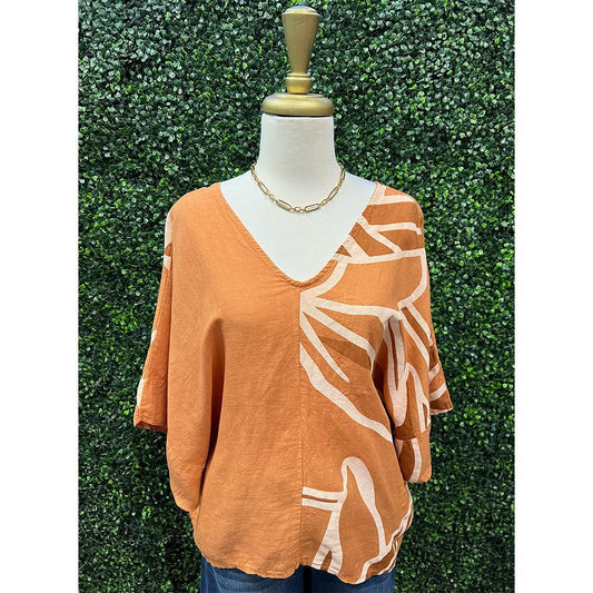 Amelia Burnt Orange Linen Top