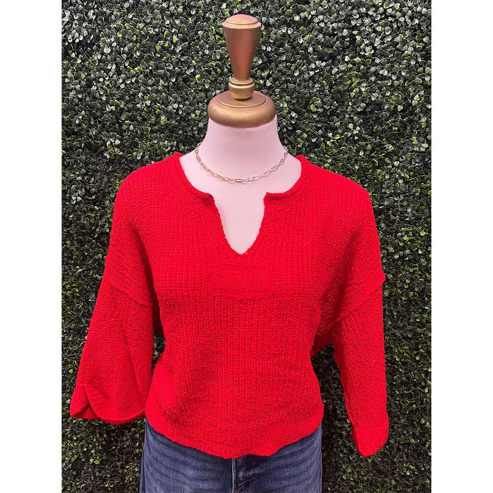 Scarlet Waffle Knit Top