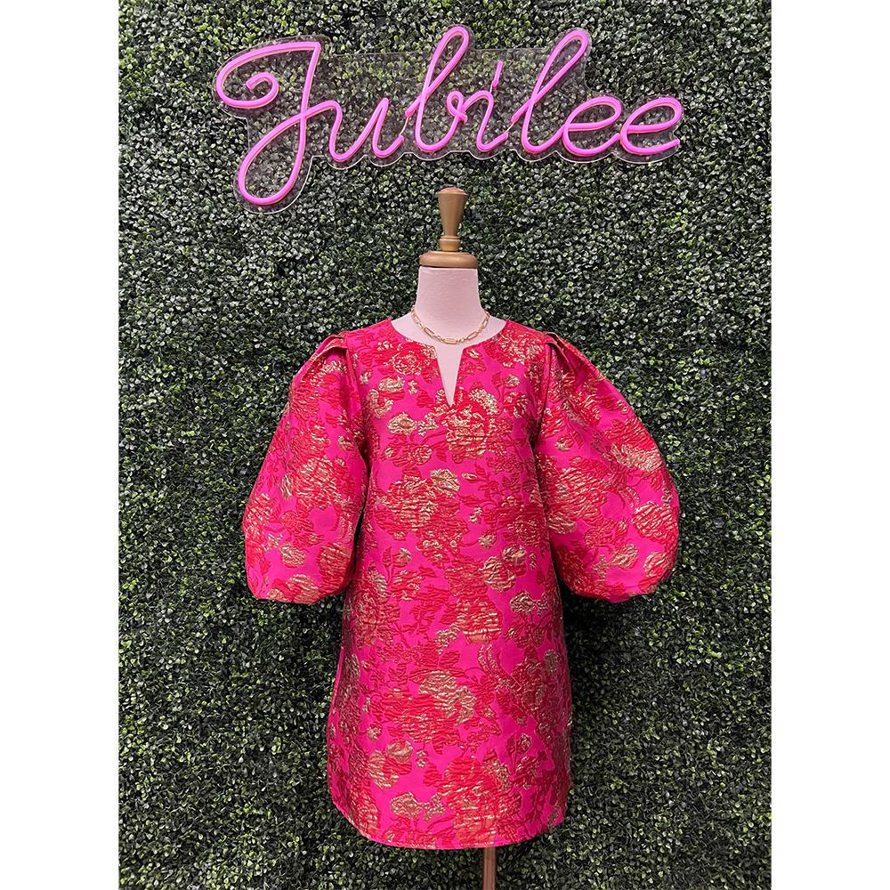 Lisati Gold Foil Jacquard Dress