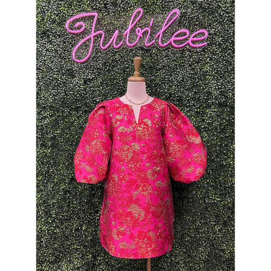 Lisati Gold Foil Jacquard Dress