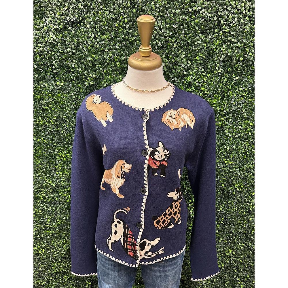 Elliott Navy Dog Cardigan