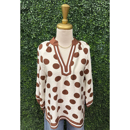 Neena Brown Polka Dot Top