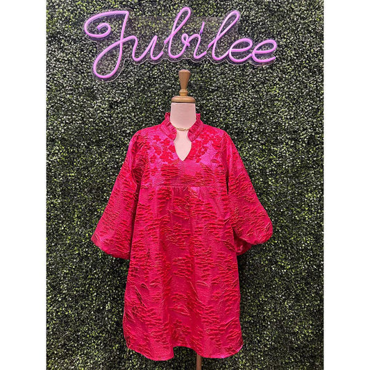 Jody Hot Pink Floral Jacquard Dress