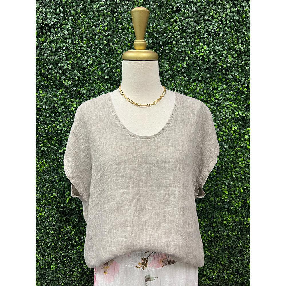 Madwen Taupe Linen Top