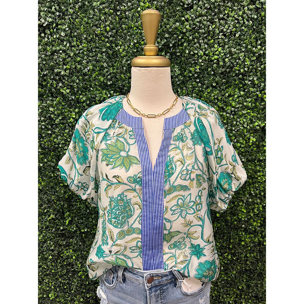 Tanya Teal Floral Print Top