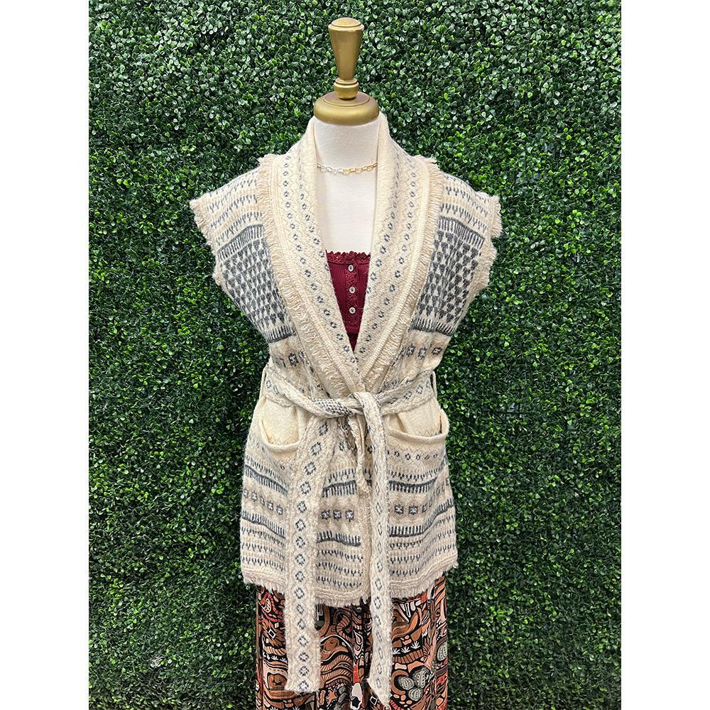 Sybil Patterned Sleeveless Cardigan