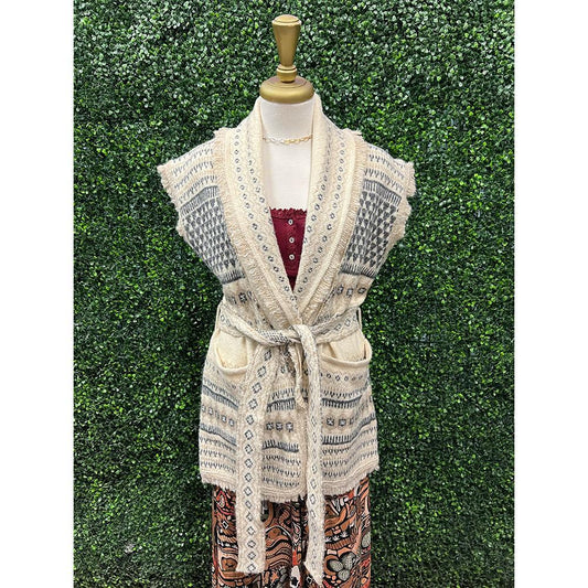 Sybil Patterned Sleeveless Cardigan