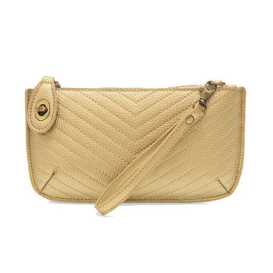Gold Quilted Mini Crossbody Wristlet Clutch